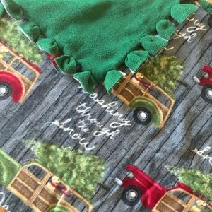 Cozy Blankie 1.5 yards 2 layer handmade looped fleece Christmas blanket
